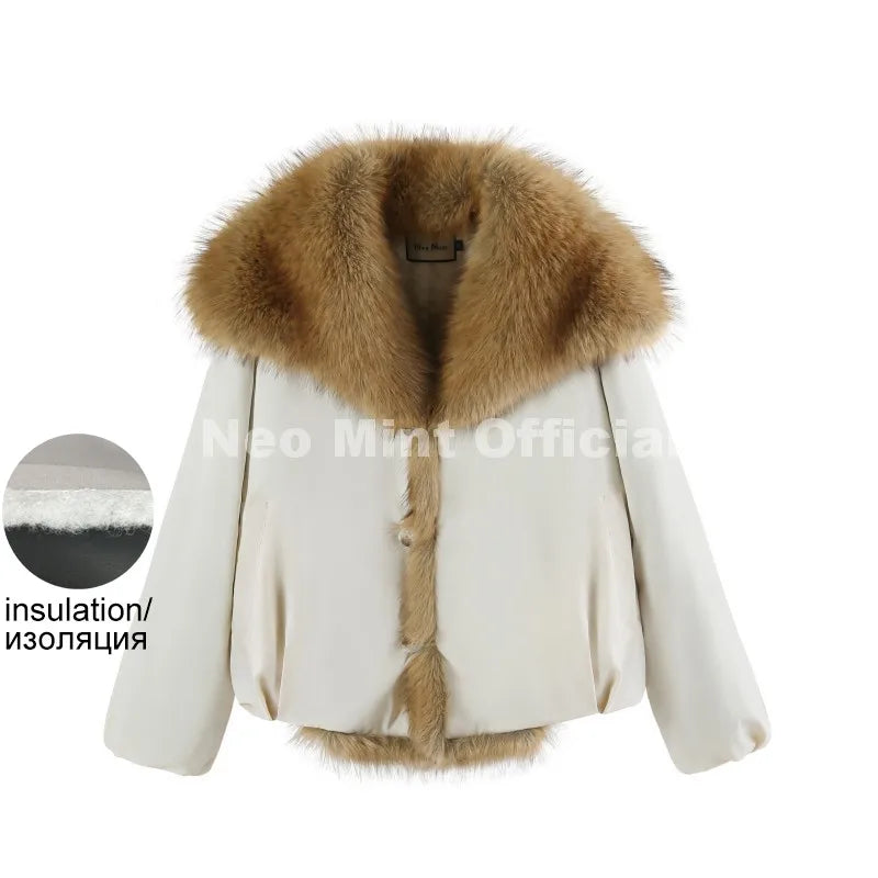 Luxury Big Faux Fur Collar Padded Puffer Jacket Women Winter Thick Bomber Jackets Chic Brand Fashion Girls Quilted Coat