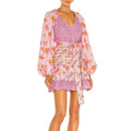 Hit Color Slimming Dresses for Women V Neck Long Sleeve High Waist Temperament Mini Dress Female Fashion