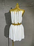 Lady's Sexiness Gold Metal Ring Decor Chiffon Cutout WaistMini Dress Suitable Women Cocktail Dinner Party Performance Outfit