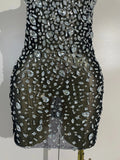 Women Evening Party Luxury Birthday Nightclub Stage Performance Wear Sexy Mesh See Through Sparkly Rhinestone Mini Bodycon Dress