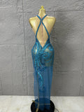 High-Slit Sparkly Sequins Diamonds Dress Birthday Dress Women Sexy Performance Costume Singer Stage Nightclub Outfit