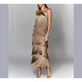 Solid Spliced Tassel Dresses for Women Halter Sleeveless High Waist Temperament Dresses Female Fashion New