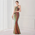 High Quality Women Design Maxi Dress Sexy One Shoulder Sequin Evening Dress Party Night Elegant Long Prom Dress Vestidos