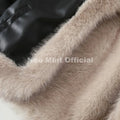 Exclusive Black Faux Leather Fur Cropped Coat Women Winter 2026 Chic Reversible Gradient Fluffy Fox Fur Jacket Overcoat