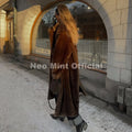 Girls Winter Luxury Striped Faux Mink Fur Coat Women Chic Brand Street Fashion Long Outerwears Jacket Overcoats