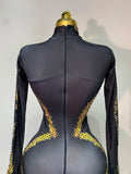 Stock Women Sexy Club Evening Party Wear Drag Queen Singer Dancer Stage Performance Costume Sparkly Rhinestone Stretch Jumpsuit
