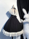Olivegirl Party Kawaii Lolita Dress Bow Slash Neck Gothic Vintage Black Midi Dress Women Summer Harajuku Lace Halter Bodycon