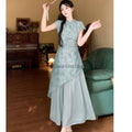 Summer Dress Short Sleeved Dreen Women's Cheongsam Qipao Traditional Improved Slim A-line Long Dress Irregular High-end Elegant