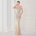 High Quality Women Design Maxi Dress Sexy One Shoulder Sequin Evening Dress Party Night Elegant Long Prom Dress Vestidos