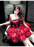 Olivegirl Sweet Lace Dress Lolita Red Cute Girl Spring High-end Women Summer Birthday Party Elegant Princess Lolita Dresses
