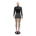 Women One Piece Outfits Bodycon Romper Jumpsuit Sexy Long Sleeve Skinny Club Party Rhinestones Romper Crystal Playsuits