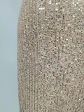 Solid Slimming Fashion Dresses for Women Strapless Sleeveless Patchwork Sequins Midi Split Dress Female Clothing