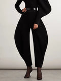 Solid Knitting Minimalist Pants For Women High Waist Loose Temperament Lantern Trousers Female Fashion Clothing Style 2023