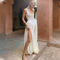 Irregular Plunge Square Collar Suspender Dress For Women Solid Color Sleeveless Backless Summer Clubs Party Ruched Dress