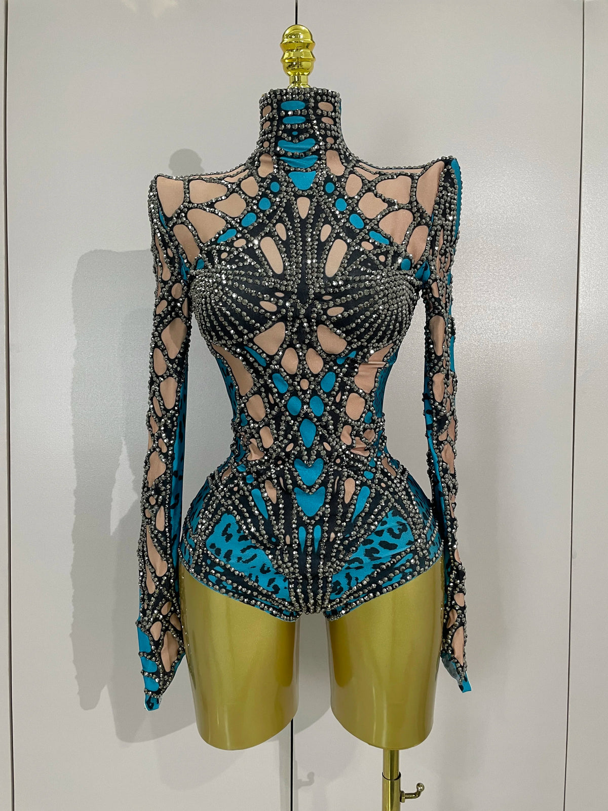 Sparkle Rhinestones Long Sleeve Stretch Bodysuits Women Evening Luxury Birthday Party Sexy Nightclub Bar Stage Costume