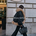 Cozy Girls Furry Shawl Collar Quilted Puffer Bomber Jacket Women Winter Hot Fashion Faux Fur Trim Parkas Coat Outerwear