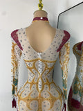 Glitter Rhinestones Women Spandex Skinny Jumpsuit High Strecht Dance Performance Nightclub Stage Glamorous Event Luxury Rompers