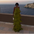 Ladies Strapless Fringe Maxi Gown Tiered Asymmetrical Sleeveless Slim Robe Summer Beach Club Cocktail 2026 New Chic Hot Vestidos