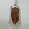 Fashion Knit Tassels Women's Cropped Vest Hollow Out Halter Sleeveless Backless Beach Tops 2026 Summer Lady Chic All-match Top