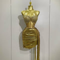 Women Two Pieces Set Sparkly Gold Sexy Top Mini Dress Eveing Celebrate Birthday Dress Party NightClub Dancer Show Stage Outfit