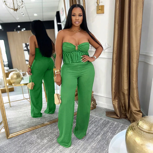 Sexy Women Fringe Jumpsuits One Piece Outfits Women Summer Bodycon Jumpsuit Strapless Sleeveless Female Streetwear Overalls