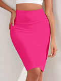 Quality High Waist Women Pencil Bandage Skirts Rose Pink Slim Tight Elastic Streetwear Girl Skirts Bodycon Drop Shipping