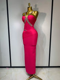 Women Sexy Sleeveless Luxury Rhinestone Maxi Long Bodycon Bandage Dressed Birthday Party Elegant Knitted Bodycon Clothing