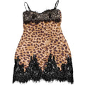 Sexy Lace Leopard Mini Dress Elegant Women's Slip Strap Patchwork Short Bodycon Dresses Evening Party Summer Wild Styles Club