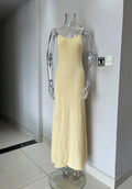 Sexy Knitted Suspender Dress For Women Summer Plunge Slim Long Dress High Waist Elegant Rib Knit Dress Vacation Clothes