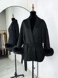 Fox Fur Woolen Coats Women's Short Coat Office Lady Removable Elegant Double-sided Wool Overcoat 2026 New Cardigan Jacket