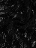 Patchwork Fur Collar Lace t-Shirt Women See Through Single-Breasted Full Sleeve v-Neck Skinny Sexy Midnight Crop Tops