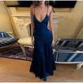 Satin V-Neck High-Slit Cami Maxi Dress Bodycon Backless 2026 Summer Fashion Elegant Women Gala Minimalist Evening Slip Gown