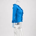 Ruffled Knit Casual Pullover Women's Bow Lace Up V-Neck Solid Slim Commuter T-Shirt Summer New Female Party Vacation Top