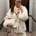 Fox Fur Woolen Coats Women's Short Coat Office Lady Removable Elegant Double-sided Wool Overcoat 2026 New Cardigan Jacket