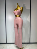 Women Sexy Bandage Crop Top Pant Set Evening Party Club Luxury Birthday High Street Fashion Elegant Luxury Birthday Outfit