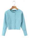 Two Piece Set For Women O Neck Lantern Sleeve Patchwork Buttons Tunic Cardigan Mid Waist Shorts Casual Suit Female
