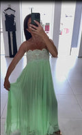 Light Green Lace Patchwork Dress Women Chic Pleated Sleeveless Loose Fit Long Dresses 2026 Lady Beach Daily Resort Sundress New