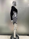 Women Cross-Border Foreign Trade Luxury Rhinestone Fringe Sexy Hollow Suit Dress Fashion Hot Girl Party Dress