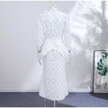 Elegant Women's Printed Waistband Long Dress 3D Flower V-neck Bubble Sleeve Patchwork A-line Dresses 2026 Spring Party Robe