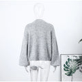 Women's Chic Sequin Knitted Cardigan Solid Stand Neck Double Zipper Sweater Oversized Knitwear Winter Female Elegant Cardigans