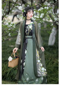 Olivegirl Song Dynasty Hanfu Summer Women's Clothing 2026 Embroidered Flower Coat Changgan Temple Strap Vest Spinning Skirt