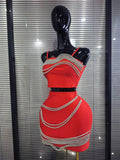 Black Red Color Women Sexy Strap Shining Sequins 2 Pieces Bodycon Mini Bandage Dress Nightclub Party Celebrate Cocktail Outfit