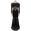 Lace Off-Shoulder Mermaid Maxi Dresses Luxury Woman Wedding Evening Dress Celebrities Outfits Night Clubwear New Year Robes