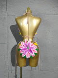 Sexy Tropical Handmade Flower Trendy Bikini Two Pieces Transparent Floral Swimsuit Beach Outfit Dancer Performance Costum