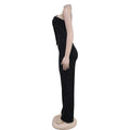 Women's Elegant Button Strapless Sleeveless Irregular Jumpsuits One Piece Metal Button Decor Overalls Outfit Night Clubwear