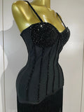 Elegant Prom  Evening Party Luxury Birthday Wedding Guest Dresses Women Sexy Shiny Crystals Tassel Bodycon Long Bandage Dress