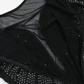 Sexy Mesh Patchwork Bodycon Rhinestone Women Long Sleeve Dress See Through Birthday Party Evening Mini Night Club Dresses