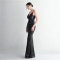Women Strap Party Maxi Dress Sexy V Neck Evening Dress Celebrity Purple Sequin Dress Long Prom Formal Occasion  Dress
