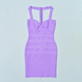 Women Summer Party Purple Bandage Dress Mini Halter Sexy Girl Evening Dress Elegant One Piece Vestidos Fee Shipping