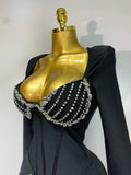 Women Sexy Luxury Sparkly Diamond Bandage Long Sleeve Bodycon Dress 2025 Celebrity Elegant Evening Club Pary Birthday Dresses